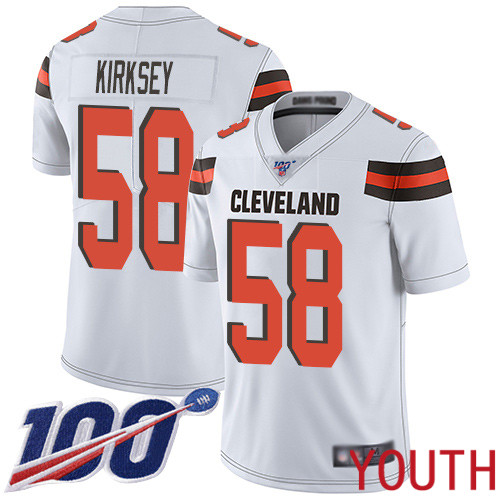 Cleveland Browns Christian Kirksey Youth White Limited Jersey 58 NFL Football Road 100th Season Vapor Untouchable